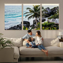 Tropical Coastline Wall Art Canvas Print – Framed Palm Tree