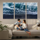 Black Beach Wall Art Canvas Print – Framed Aerial Ocean View
