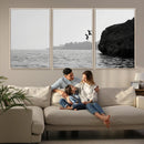 Jumping Wall Art Canvas Print – Framed Coastal Ocean Scene