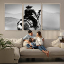 Western Wall Art Canvas Print – Framed Cowboy and Horse