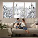 Snowy Ski Lift Wall Art – Framed Winter Mountain Canvas by MyGreatCanvas | Canvas Wall Art Prints | Photo Prints & Wall Decor