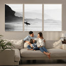 Surfer Beach Wall Art – Framed Black White Ocean Canvas by MyGreatCanvas | Canvas Wall Art Prints | Photo Prints & Wall Decor