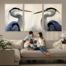 Blue Heron Pair Wall Art Canvas Print – Framed Coastal Bird