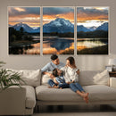Mountain Sunset Wall Art Canvas Print – Framed Alpine