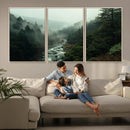 Misty Forest Wall Art Canvas Print – Framed Foggy River