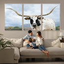 Texas Longhorn Wall Art Canvas Print – Framed Western Rustic