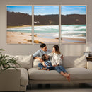 Tranquil Beach Scene Wall Art Canvas Print – Framed Blue