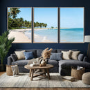 Palm Tree Coast Wall Art Canvas Print – Framed Island Getaway with Crystal Blue Water Scenic Artwork for Home, Office by MyGreatCanvas | Canvas Wall Art Prints | Photo Prints & Wall Decor