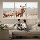 Rustic Nature Wall Art Canvas Print – Stag Woodland Framed