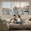 Frosty Pines Wall Art Canvas Print – Framed Cozy Cabin Ski