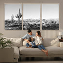 Saguaro Cactus Wall Art Canvas Print – Framed Monochrome