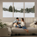 Frosty Pines Wall Art Canvas Print – Framed Silent Snowfall