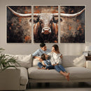 Rustic Longhorn Bull Wall Art Canvas Print – Vintage Western by MyGreatCanvas | Canvas Wall Art Prints | Photo Prints & Wall Decor
