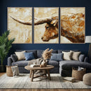 Rustic Longhorn Bull Wall Art Canvas Print – Vintage Western by MyGreatCanvas | Canvas Wall Art Prints | Photo Prints & Wall Decor