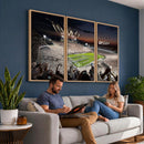 Epic Night Football Stadium Wall Art Canvas Print, Fireworks