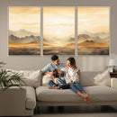 Sepia Color Abstract Mountain Wall Art Canvas Print