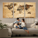 Push Pin World Map Canvas Print – Travel Tracker Wall Art