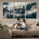 Foggy Pine Forest Wall Art – Framed Black White Nature by MyGreatCanvas | Canvas Wall Art Prints | Photo Prints & Wall Decor