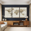 Detailed World Map Wall Art Canvas Print by MyGreatCanvas | Canvas Wall Art Prints | Photo Prints & Wall Decor