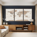 Framed Large World Map Canvas Print for Office Decor by MyGreatCanvas | Canvas Wall Art Prints | Photo Prints & Wall Decor