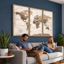 World Map Canvas Print – Framed Travel Map Wall Art for