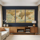 Vintage World Map Wall Art Canvas Print, Detailed World Map