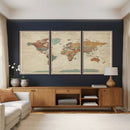 Vintage World Map Canvas Wall Art Print – Framed Modern