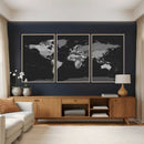 Black World Map Wall Art Canvas Print – Detailed Map of the by MyGreatCanvas | Canvas Wall Art Prints | Photo Prints & Wall Decor