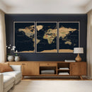 Vintage World Map Canvas on the Dark Background Wall Art