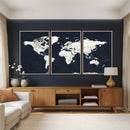 Black World Map Wall Art Canvas Print for Home Office and by MyGreatCanvas | Canvas Wall Art Prints | Photo Prints & Wall Decor