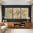 Vintage World Map Wall Art | Ready to Hang and Framed