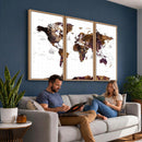 Rustic World Map Wall Art Canvas Print | Large World Map on