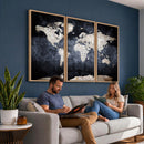 Vintage World Map Canvas Wall Art – Antique Triptych Map