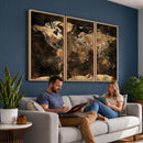 World Map Canvas Print, Modern Decorative Framed Map Artwork