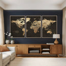 Framed World Map with Pin Canvas Print – Detailed World Map