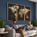 Framed World Map with Pin Canvas Print – Detailed World Map