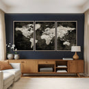 Vintage World Map Wall Art Canvas Print – Framed Large Map
