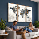 World Map Wall Art Canvas Print for Office Wall Decor