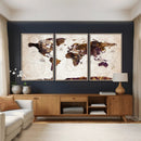 Blue Watercolor World Map Canvas Print – Framed Modern Wall