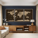 Colorful World Map Canvas Wall Art with Landmarks – Framed by MyGreatCanvas | Canvas Wall Art Prints | Photo Prints & Wall Decor