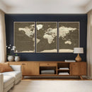 Vintage World Map Canvas Print – Framed Travel Map Wall Art