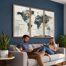 World Map Canvas Print – Framed Travel Map Wall Art for