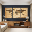 Navy Blue and Gold World Map Canvas Print – Framed Luxury by MyGreatCanvas | Canvas Wall Art Prints | Photo Prints & Wall Decor