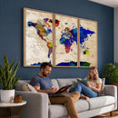 Watercolor World Map Canvas Print – Framed Wall Art for
