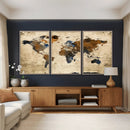 Rustic Watercolor World Map Canvas Wall Art – Framed Travel by MyGreatCanvas | Canvas Wall Art Prints | Photo Prints & Wall Decor