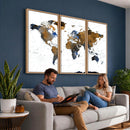 Colorful Watercolor World Map Canvas Wall Art – Framed