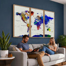 Vintage World Map Canvas Wall Art – Framed Travel Map with