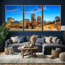 Boston Wall Art Canvas Print, Boston City Downtown Night by MyGreatCanvas | Canvas Wall Art Prints | Photo Prints & Wall Decor