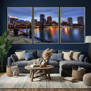 Boston Wall Art Canvas Print, Boston City Downtown Night by MyGreatCanvas | Canvas Wall Art Prints | Photo Prints & Wall Decor