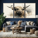 Abstract Highland Cow Wall Art Canvas Print, Rustic Farm by MyGreatCanvas | Canvas Wall Art Prints | Photo Prints & Wall Decor